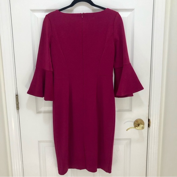 Eliza J Fuchsia Plum‎ Bell Sleeve Midi Sheath Dress. Size 6 - Picture 9 of 16
